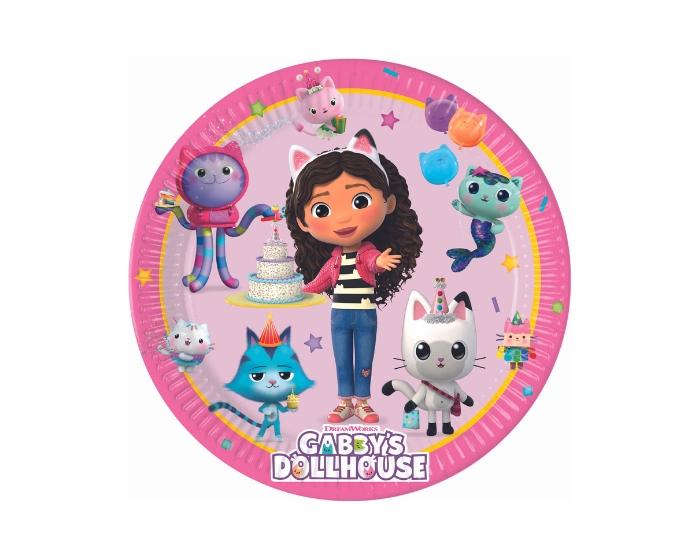 Papieren Borden Gabby’s Poppenhuis – Ø 23 cm – 8 stuks afbeelding