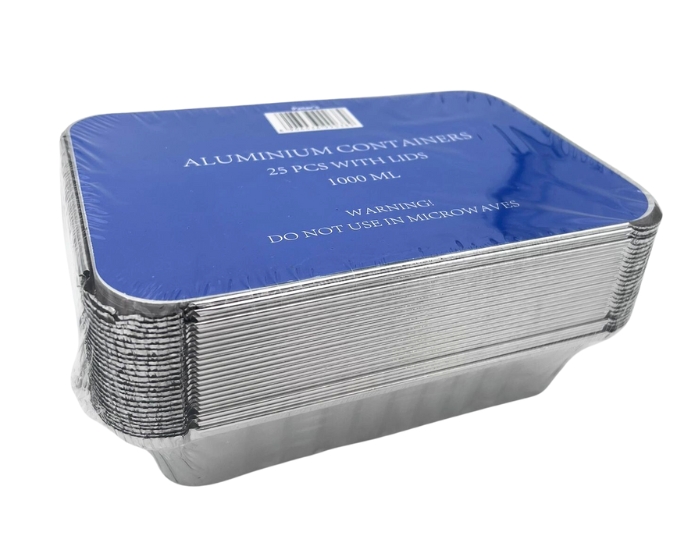 Aluminium Bak + Deksel 1000ml (25st) afbeelding