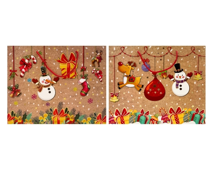 Cadeautas Sneeuwpop Bruin Assorti (31x12x25cm) afbeelding