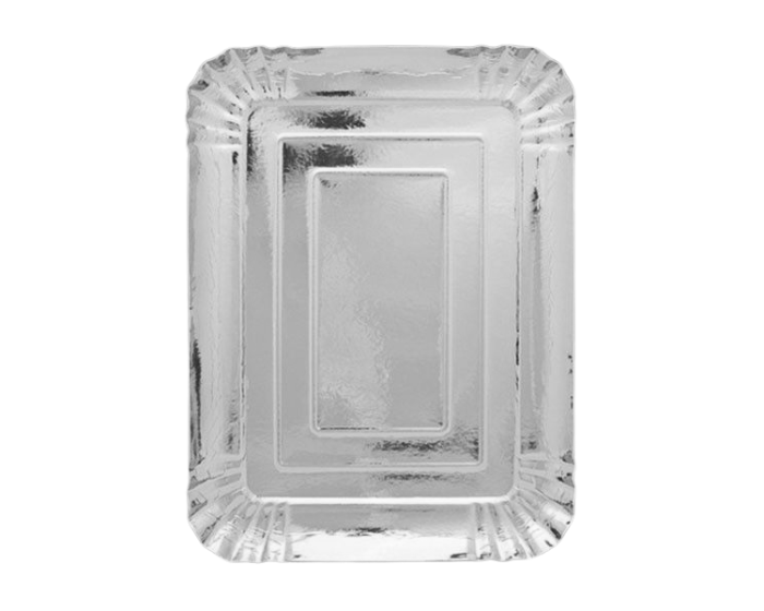 Kartonnen Dienblad Rechthoek Metallic Zilver - 30x40cm - 3 stuks afbeelding