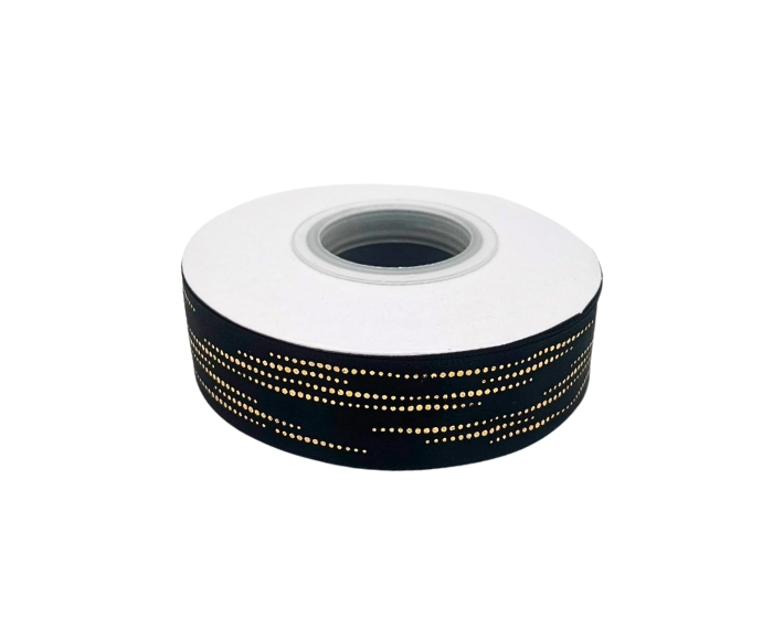 Satijnlint Dots Zwart&Goud (22m) afbeelding
