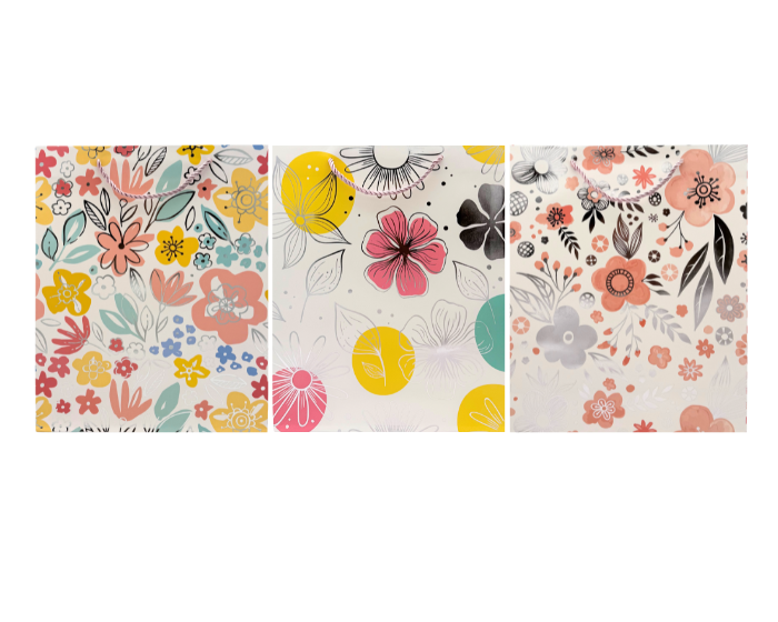 Cadeautassen M Bloemen - 26x10x32cm - 3 stuks afbeelding