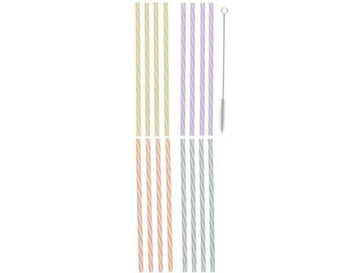 Drinkrietjes met borstel - 21cm - 25 stuks afbeelding