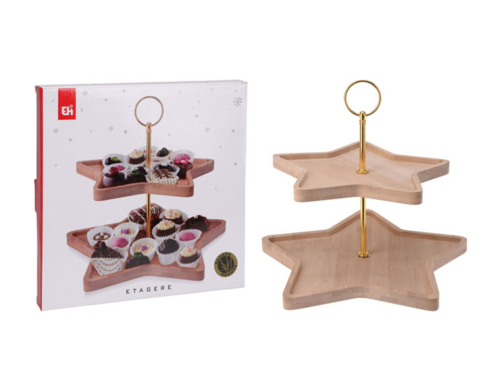 Etagere 2-laags Ster Bamboe afbeelding