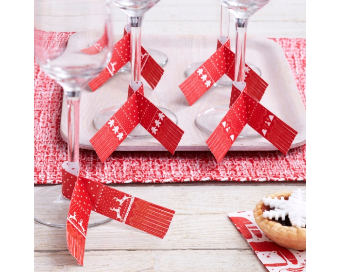 Glasdecoratie Sjaals Rood/Wit Ginger Ray (6st) afbeelding