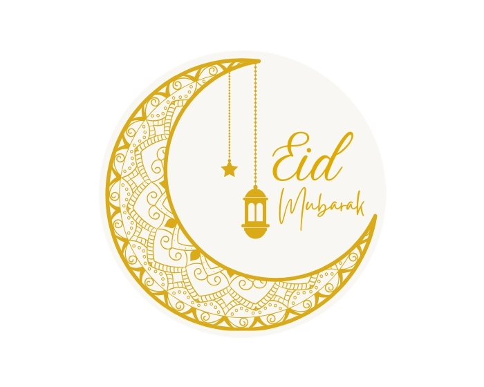 Stickers Eid Mubarak Lantaarn - Wit&Goud - 24 stuks afbeelding