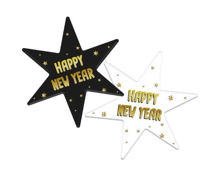 Onderzetters BlackGold Happy New Year - 12x14cm - 6 stuks afbeelding