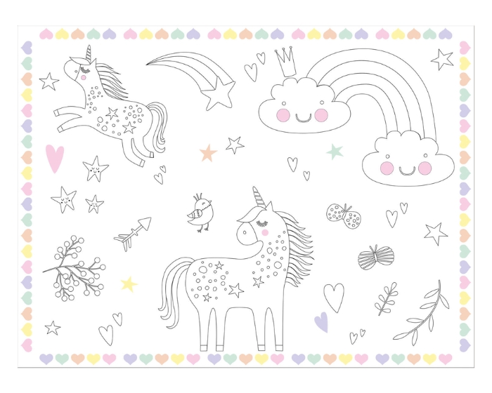 Placemats Kleurplaten Unicorns&Rainbows (6st) afbeelding