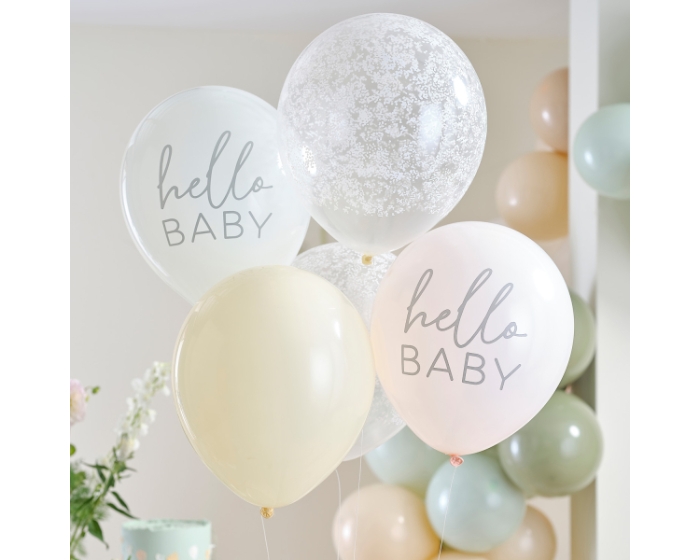 Ballonnen Hello Baby Floral Ginger Ray (5st) afbeelding