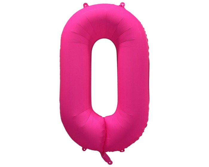 Folieballon Cijfer 0 - Neon Roze - 86x70cm afbeelding