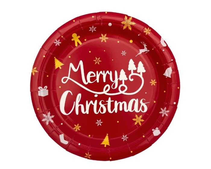 Bordjes - Merry Christmas - Rood - 18cm - 10 stuks afbeelding
