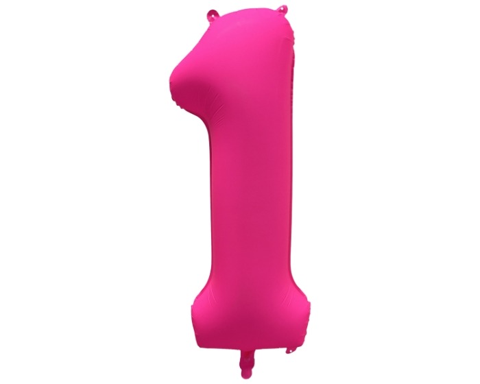 Folieballon Cijfer 1 - Neon Roze - 86x70cm afbeelding