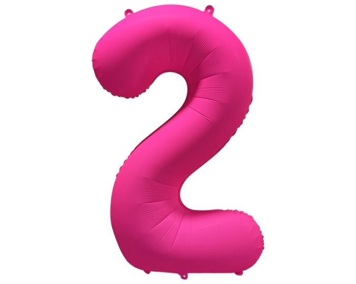 Folieballon Cijfer 2 - Neon Roze - 86x70cm afbeelding