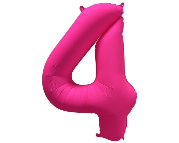 Folieballon Cijfer 4 - Neon Roze - 86x70cm afbeelding