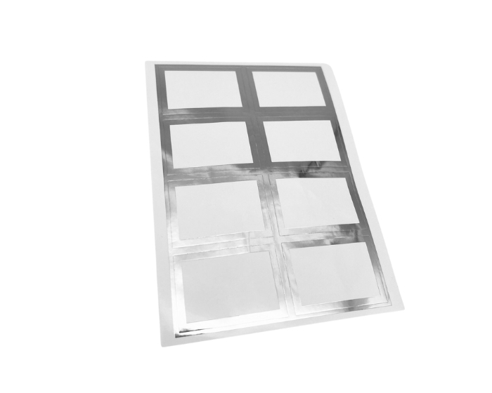 Blanco Etiketten Zelfklevend Zilver (8 op 1 vel, 2 vellen) afbeelding