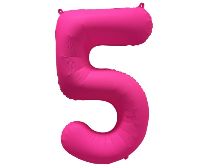 Folieballon Cijfer 5 - Neon Roze - 86x70cm afbeelding
