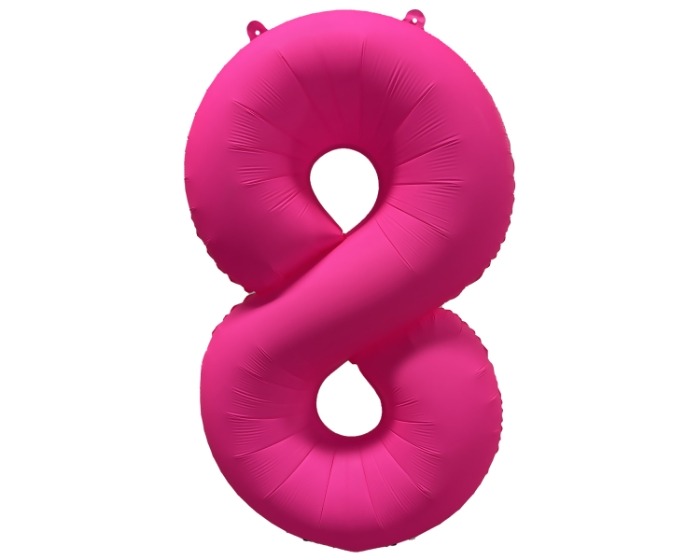 Folieballon Cijfer 8 - Neon Roze - 86x70cm afbeelding