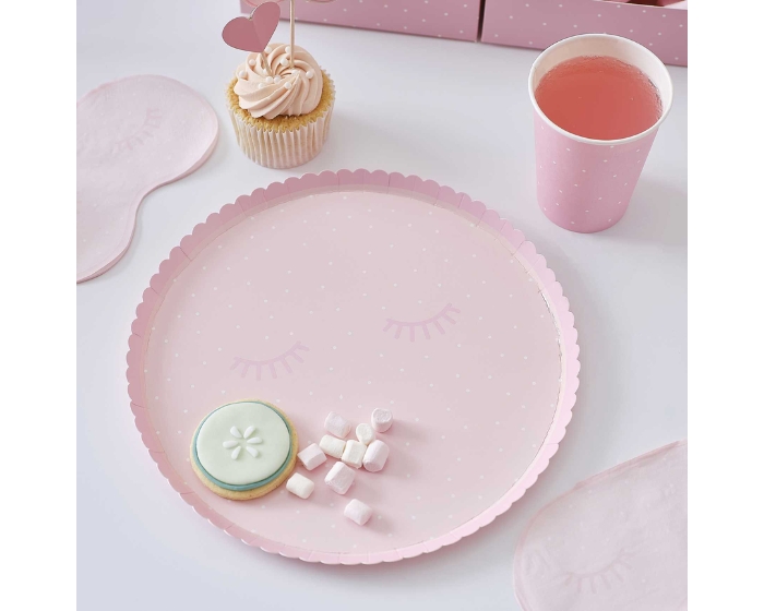 Borden - Roze - met Wimpers&Polka - Dots - Ginger Ray - 8 stuks afbeelding