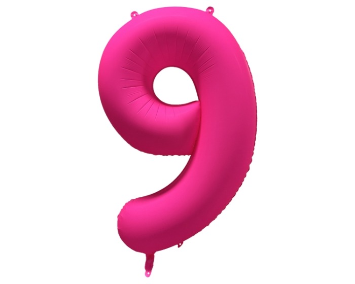 Folieballon Cijfer 9 - Neon Roze - 86x70cm afbeelding