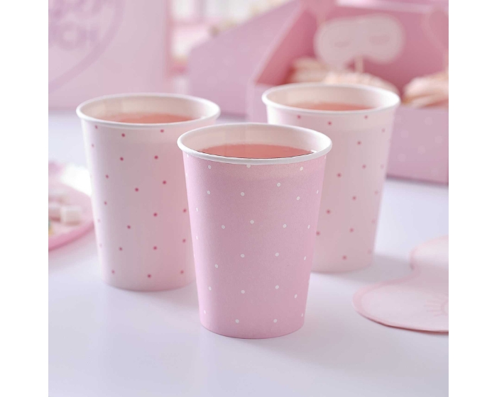 Bekers - Roze Polka Dots Ginger Ray - 8 stuks afbeelding