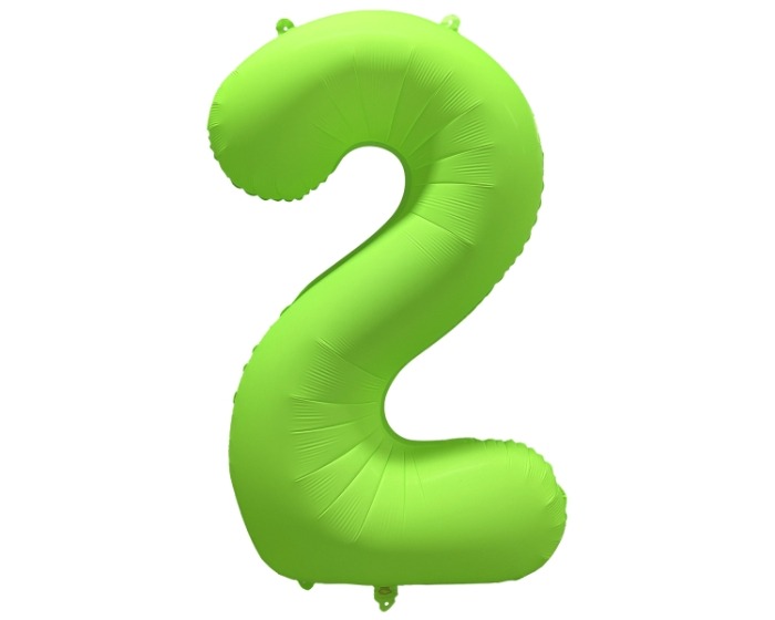 Folieballon Cijfer 2 - Neon Groen - 86x70cm afbeelding