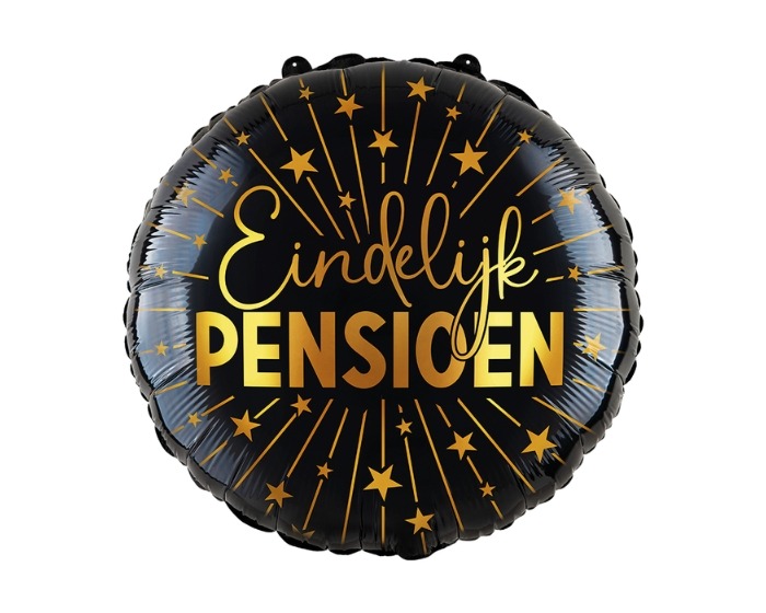 Folieballon Eindelijk Pensioen Zwart&Goud - 45cm afbeelding