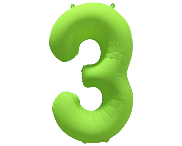 Folieballon Cijfer 3 - Neon Groen - 86x70cm afbeelding