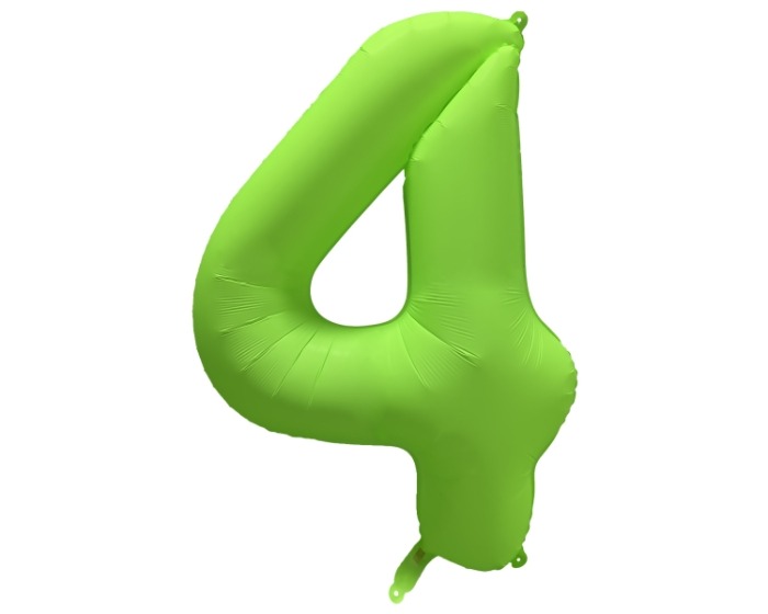 Folieballon Cijfer 4 - Neon Groen - 86x70cm afbeelding