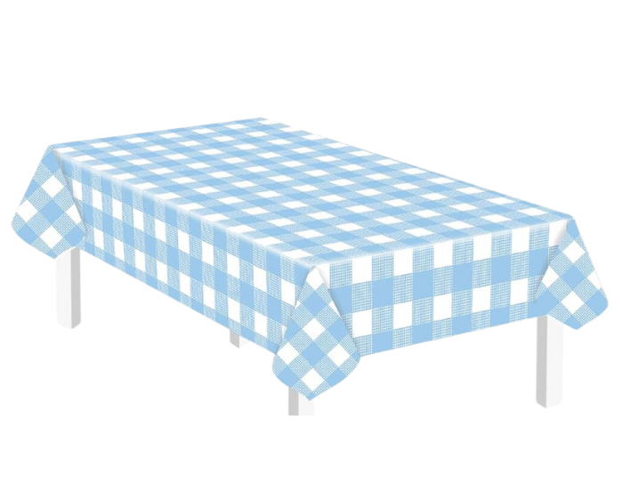 Plastic Tafelkleed Geruit - Blauw&Wit - 137x274cm afbeelding