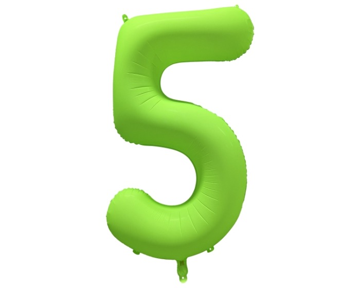 Folieballon Cijfer 5 - Neon Groen - 86x70cm afbeelding