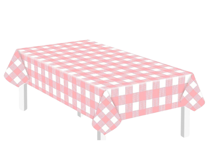 Plastic Tafelkleed Geruit - Roze&Wit - 137x274cm afbeelding