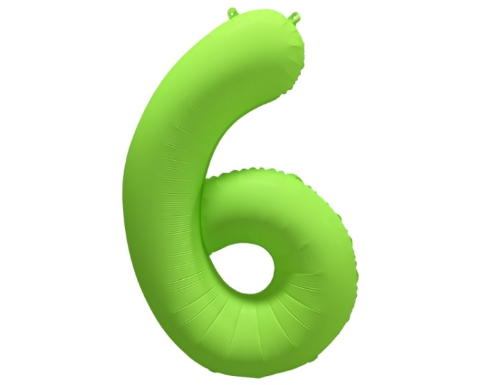 Folieballon Cijfer 6 - Neon Groen - 86x70cm afbeelding