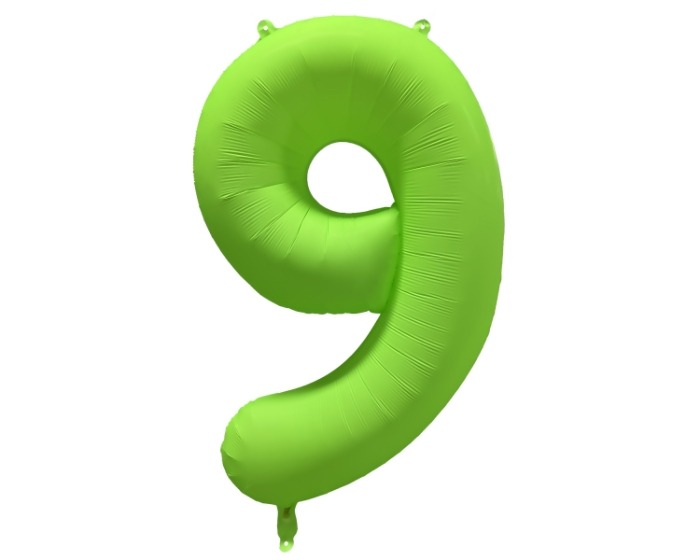 Folieballon Cijfer 9 - Neon Groen - 86x70cm afbeelding