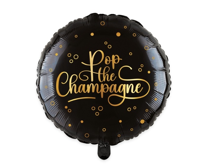 Folieballon Pop the Champagne Zwart&Goud - 46cm afbeelding