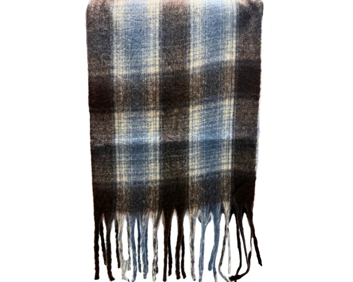 Sjaal Geruit Bruin&Blauw - 220x45cm afbeelding