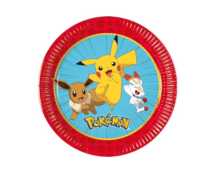 Bordjes Pokemon Pikachu, Eevee&Scorbunny - 20cm - 8 stuks afbeelding