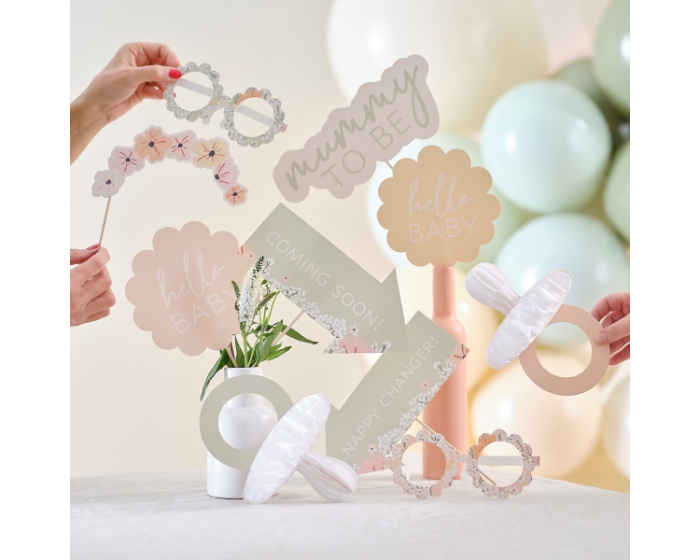 Photobooth Props Floral Baby (10st) afbeelding