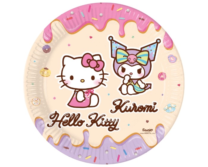 Borden Hello Kitty&Kuromi - 23cm - 8 stuks afbeelding