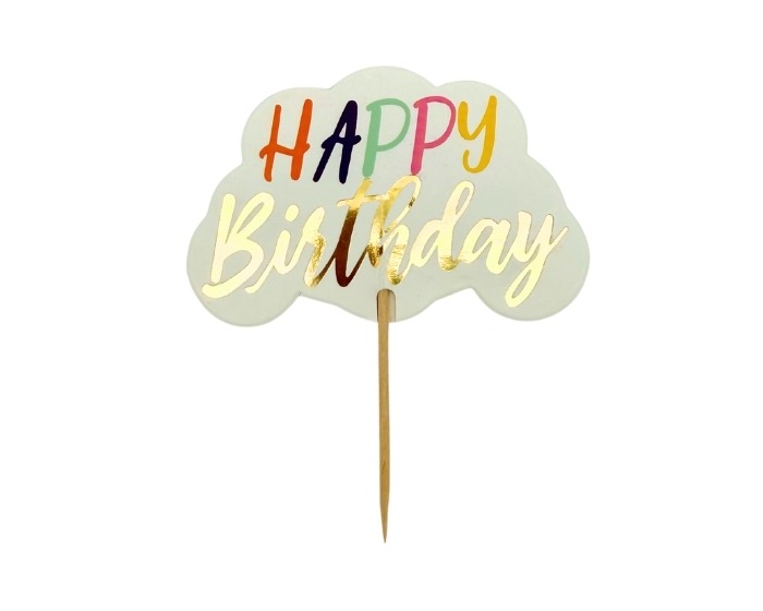 Prikkers Happy Birthday Wolk - 9cm - 12 stuks afbeelding