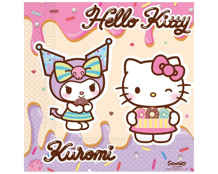 Servetten Hello Kitty&Kuromi - 33x33cm - 20 stuks afbeelding