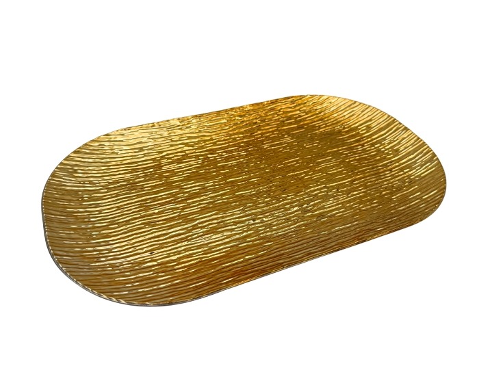 Serveerschaal Ovaal Ribbel Goud - 35cm afbeelding