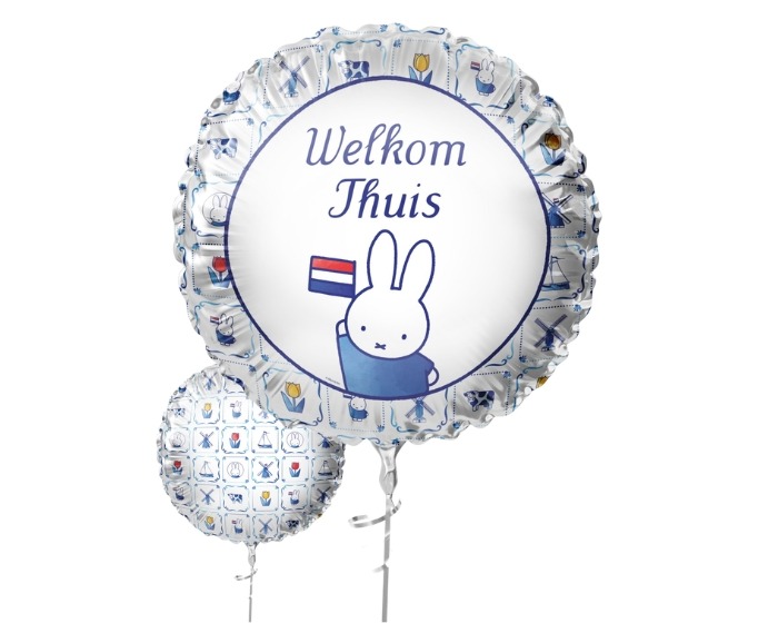 Folieballon Welkom Thuis Nijntje Delfts Blauw - 45cm afbeelding