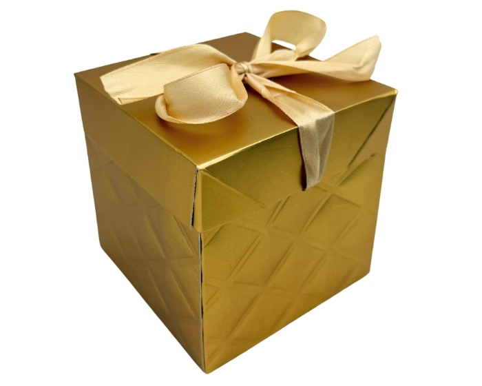 Cadeaudoos Geruit Goud (10x10x10cm) afbeelding