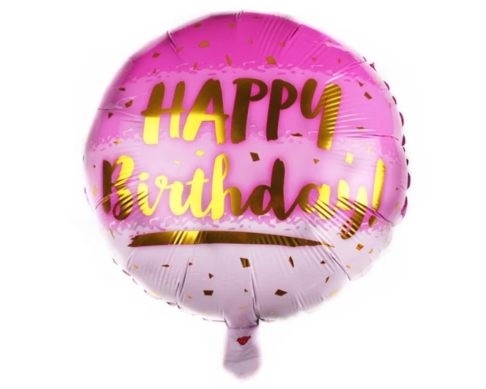 Folieballon Happy Birthday Ombre Roze (45cm) afbeelding