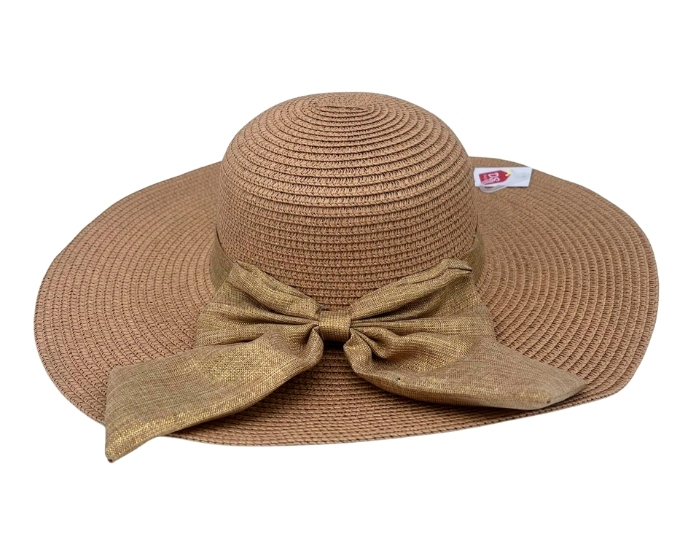 Zomerhoed met strik Dames Bruin afbeelding
