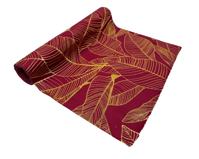 Deco Stof Velvet - Rood&Goud - 28x270cm afbeelding