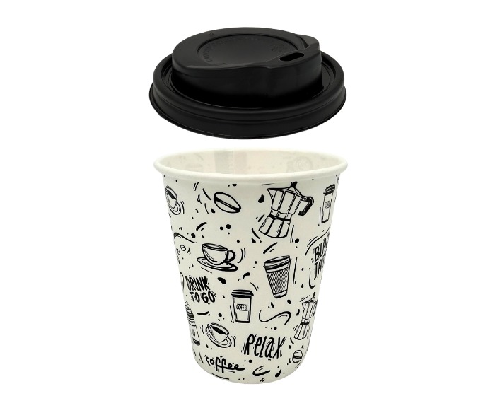 Koffiebekers met deksel - 270ml - 25 stuks afbeelding