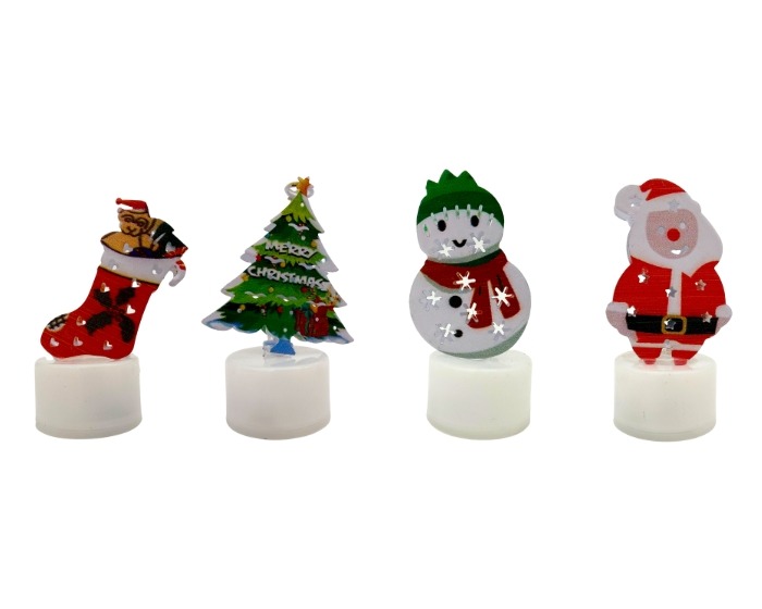 LED Theelichten Kerstfiguren - 7cm - 12 stuks afbeelding