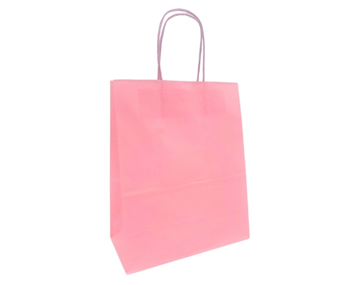 Grote papieren cadeautas roze - 10 stuks - 21,5x11x27 cm afbeelding