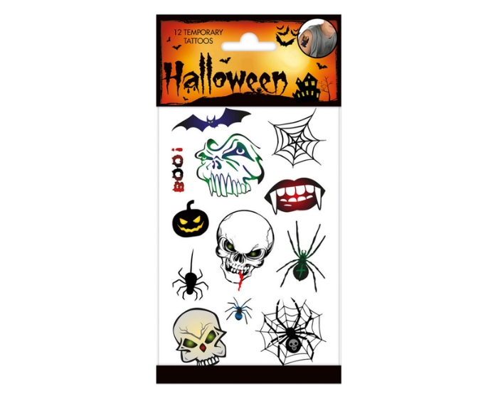 Tattoo Scary - Doodskoppen en Spinnen (12st) afbeelding